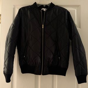 Black quilted bomber jacket